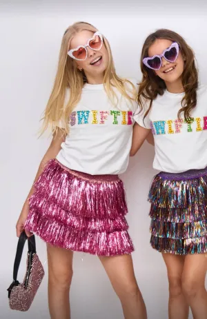 Hot Pink Shimmer Tinsel Party Skirt