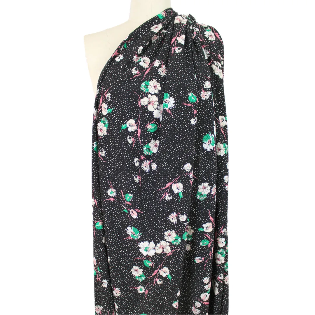 Italian 'scattered flowers' graphic floral viscose crepe