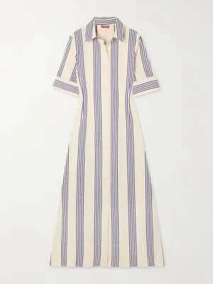 Joan striped cotton-blend poplin midi shirt dress