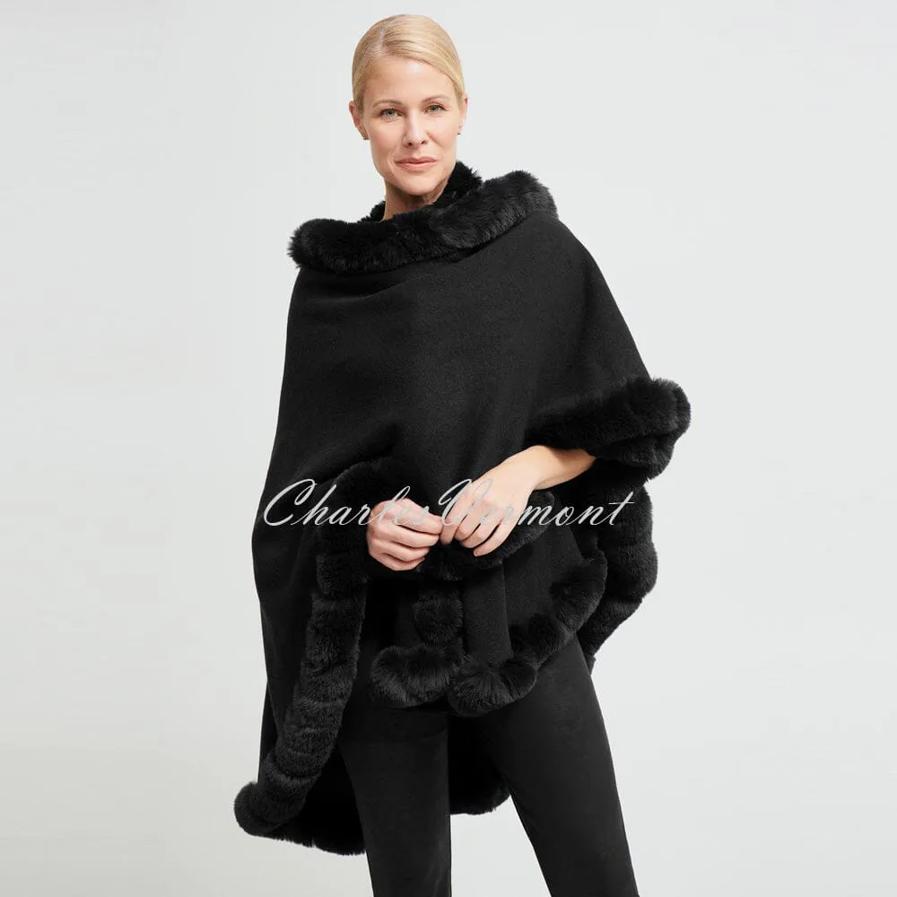 Joseph Ribkoff Faux Fur Poncho – Style 213906 (Black)