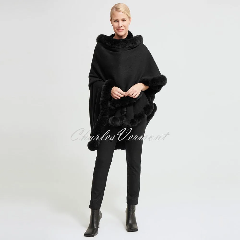 Joseph Ribkoff Faux Fur Poncho – Style 213906 (Black)