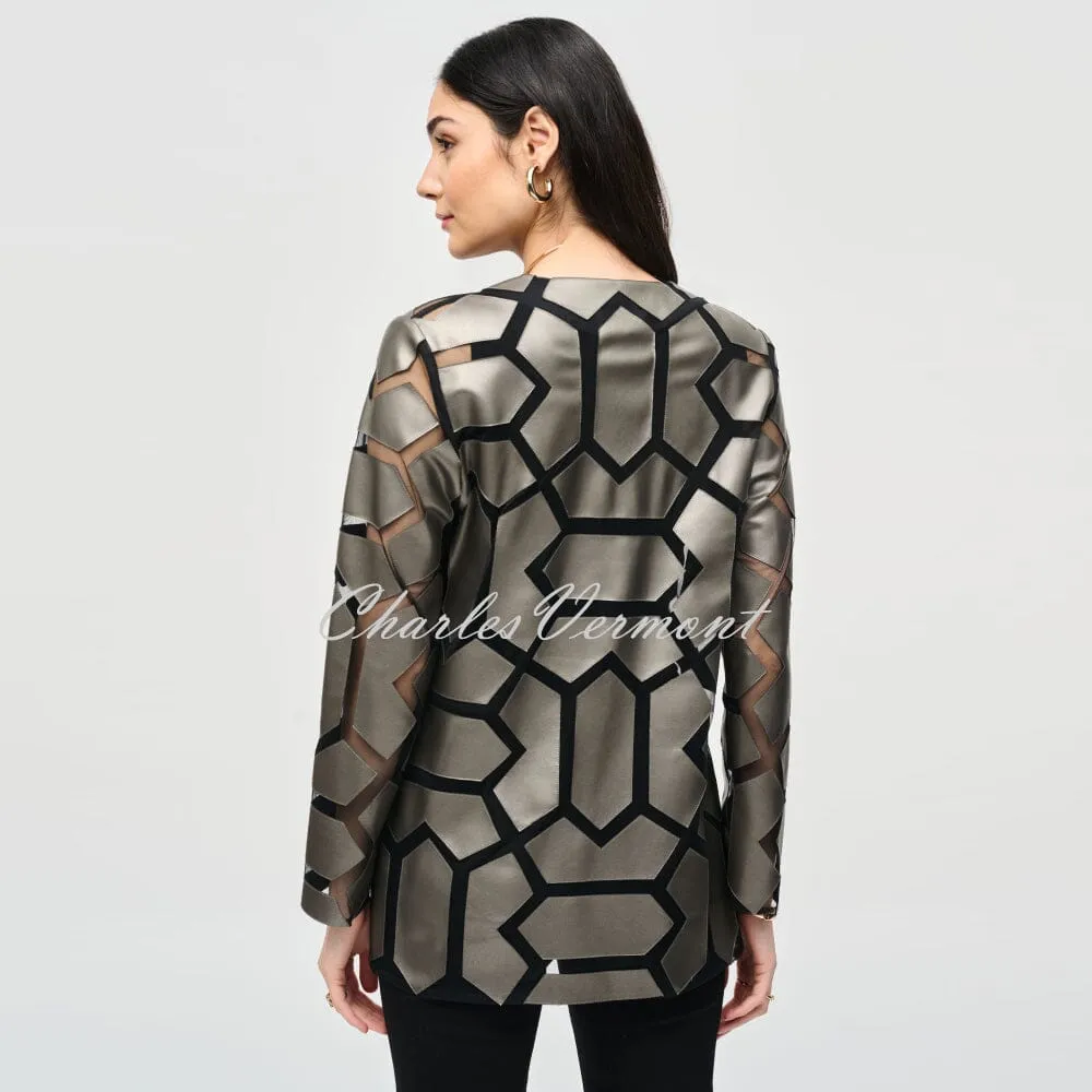 Joseph Ribkoff Geometric Patterned Jacket - Style 241905 (Gunmetal / Black)