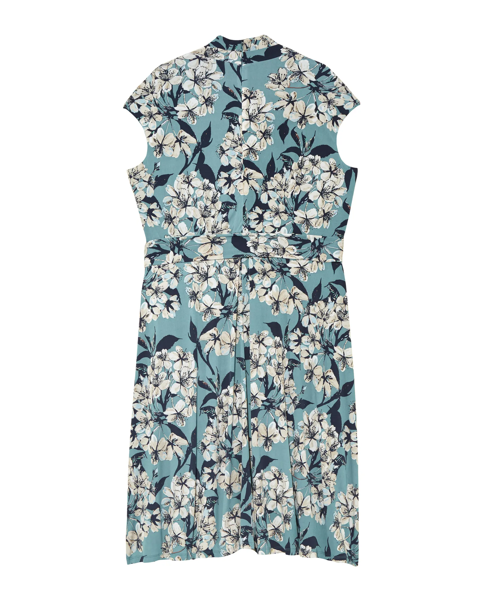 Katy Midi Tie Waist Dress | Light Blue / White