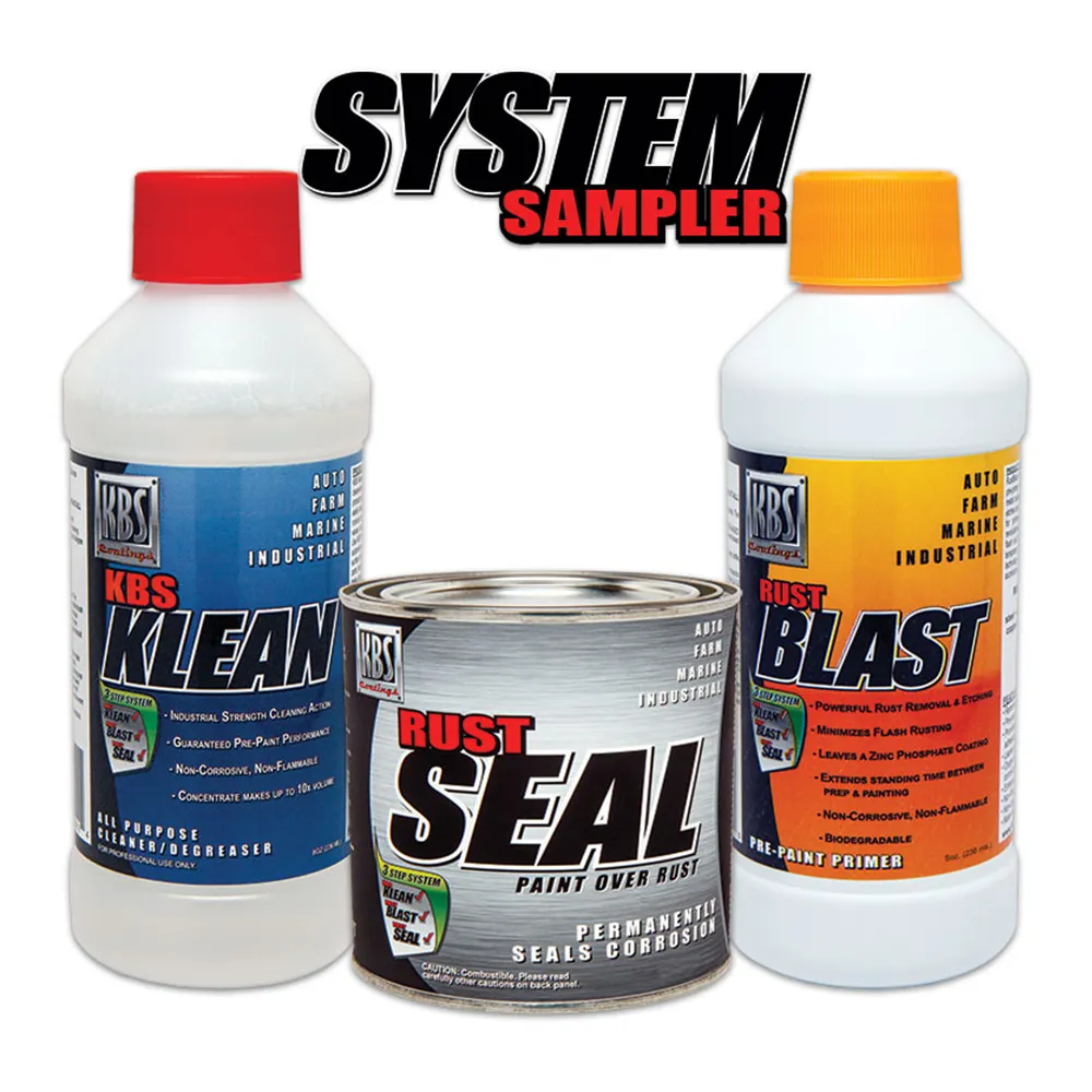 KBS System Sampler Kit Satin Black Paint Covers 1m² 3 Step Rust Prevention Coating