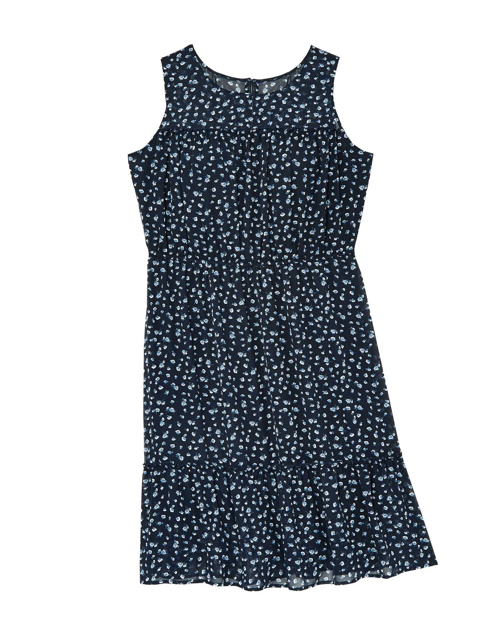 Lewiston Sheer Detail Midi Dress | Navy / Light Blue