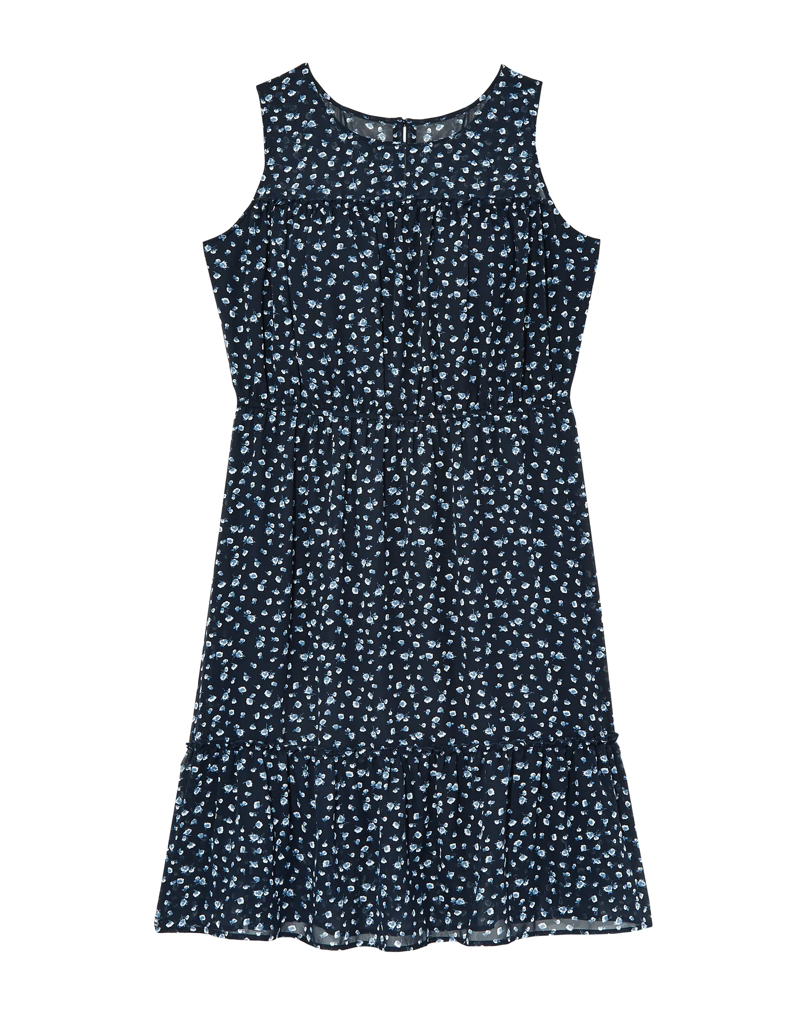 Lewiston Sheer Detail Midi Dress | Navy / Light Blue