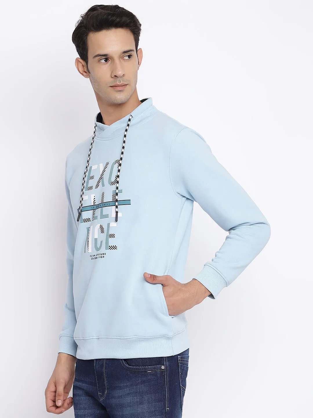 Men Sky Blue Sweatshirt