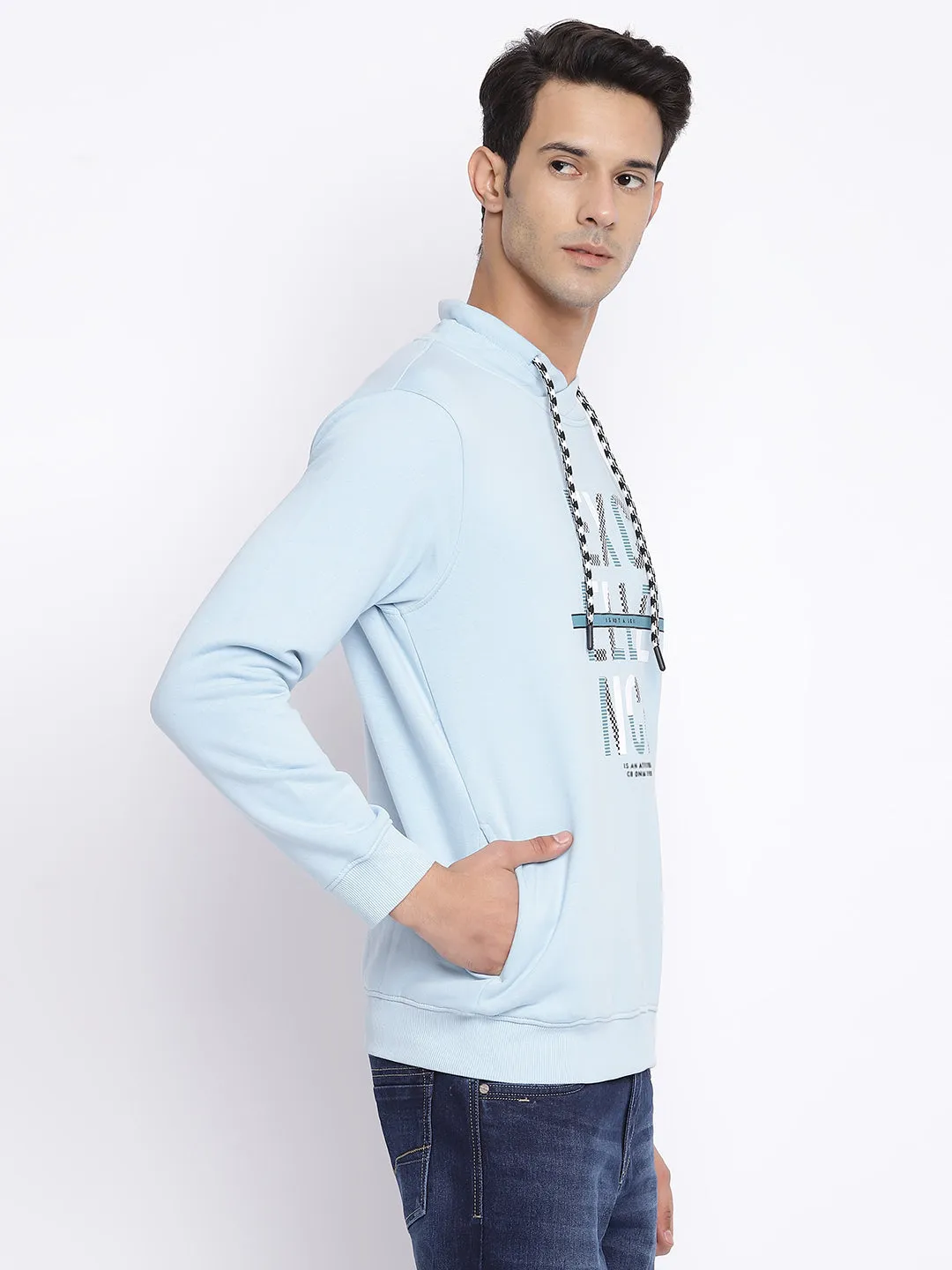 Men Sky Blue Sweatshirt