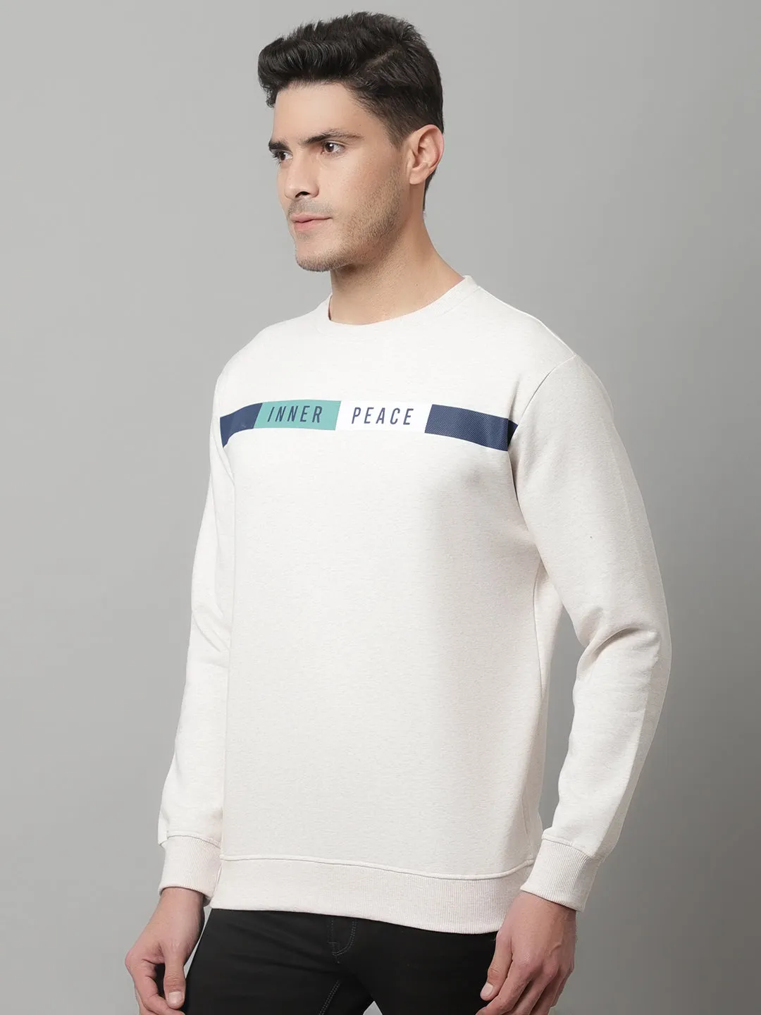 Mens Ecru Melange Sweatshirt