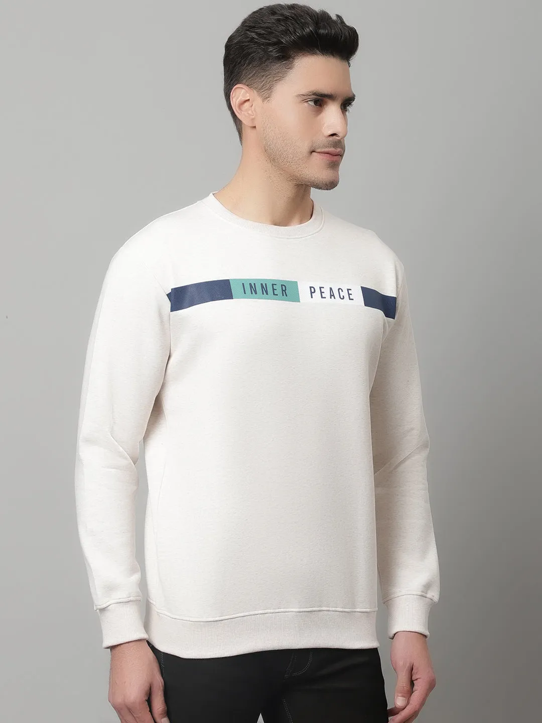 Mens Ecru Melange Sweatshirt