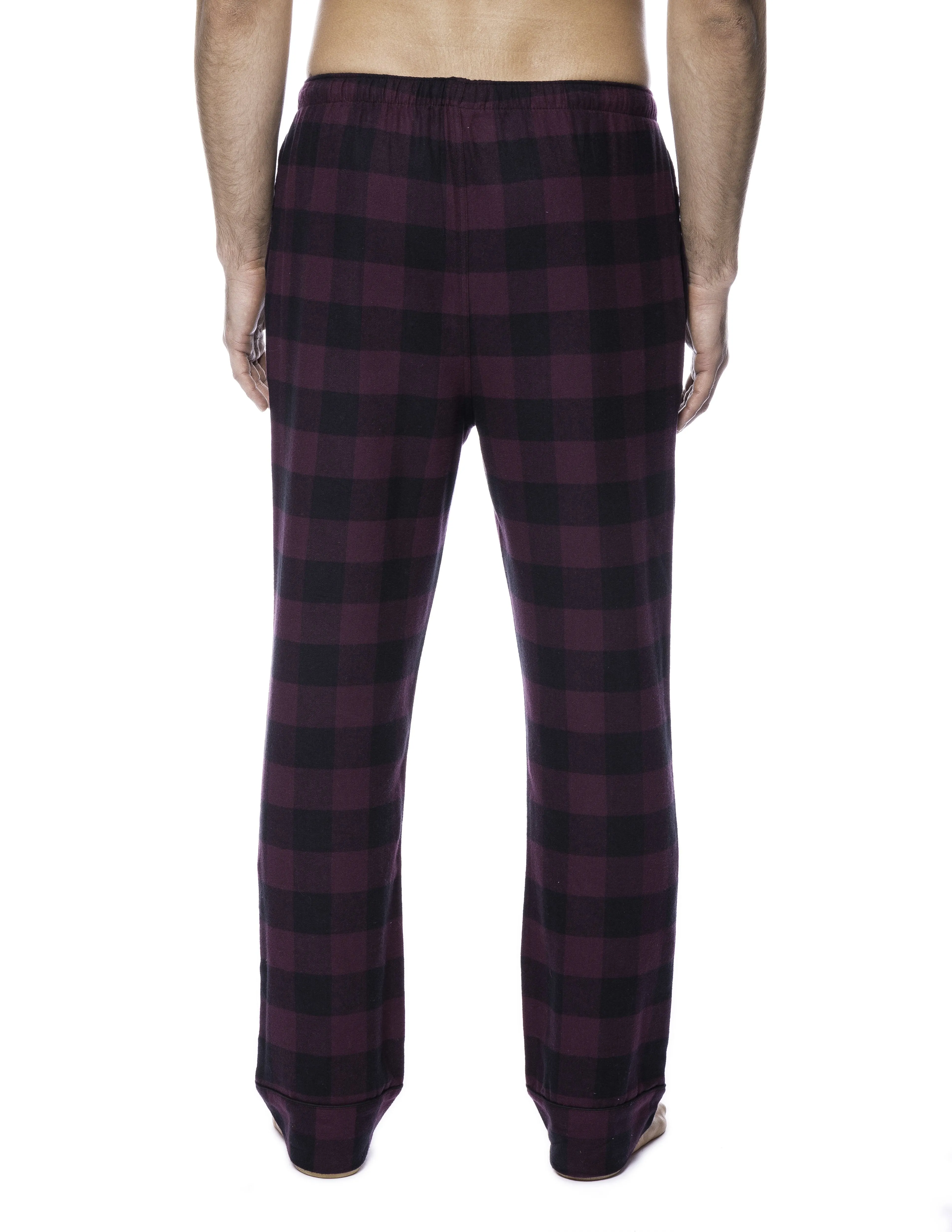 Mens Gingham 100% Cotton Flannel Lounge Pants - Gingham Fig/Black