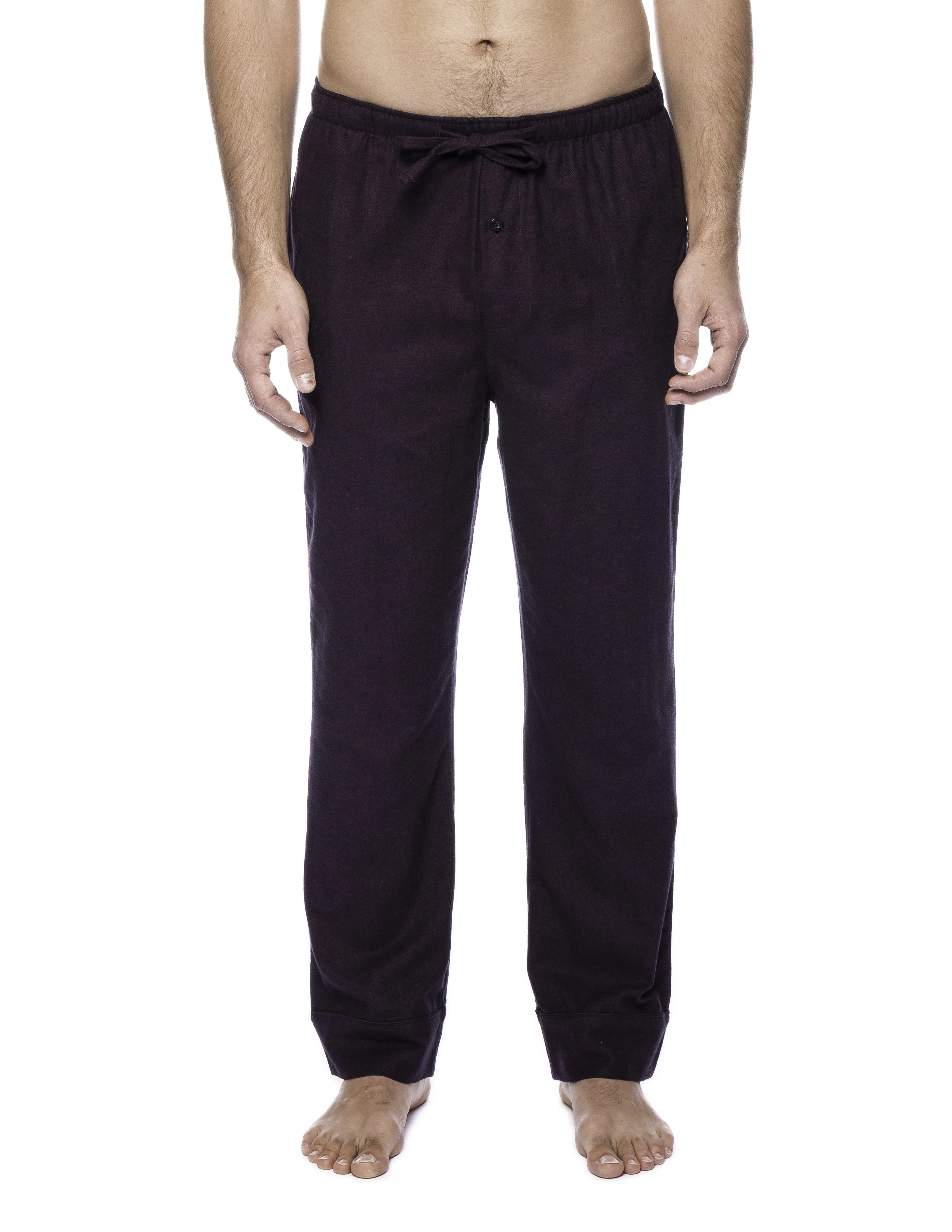 Mens Gingham 100% Cotton Flannel Lounge Pants - Herringbone Fig/Black