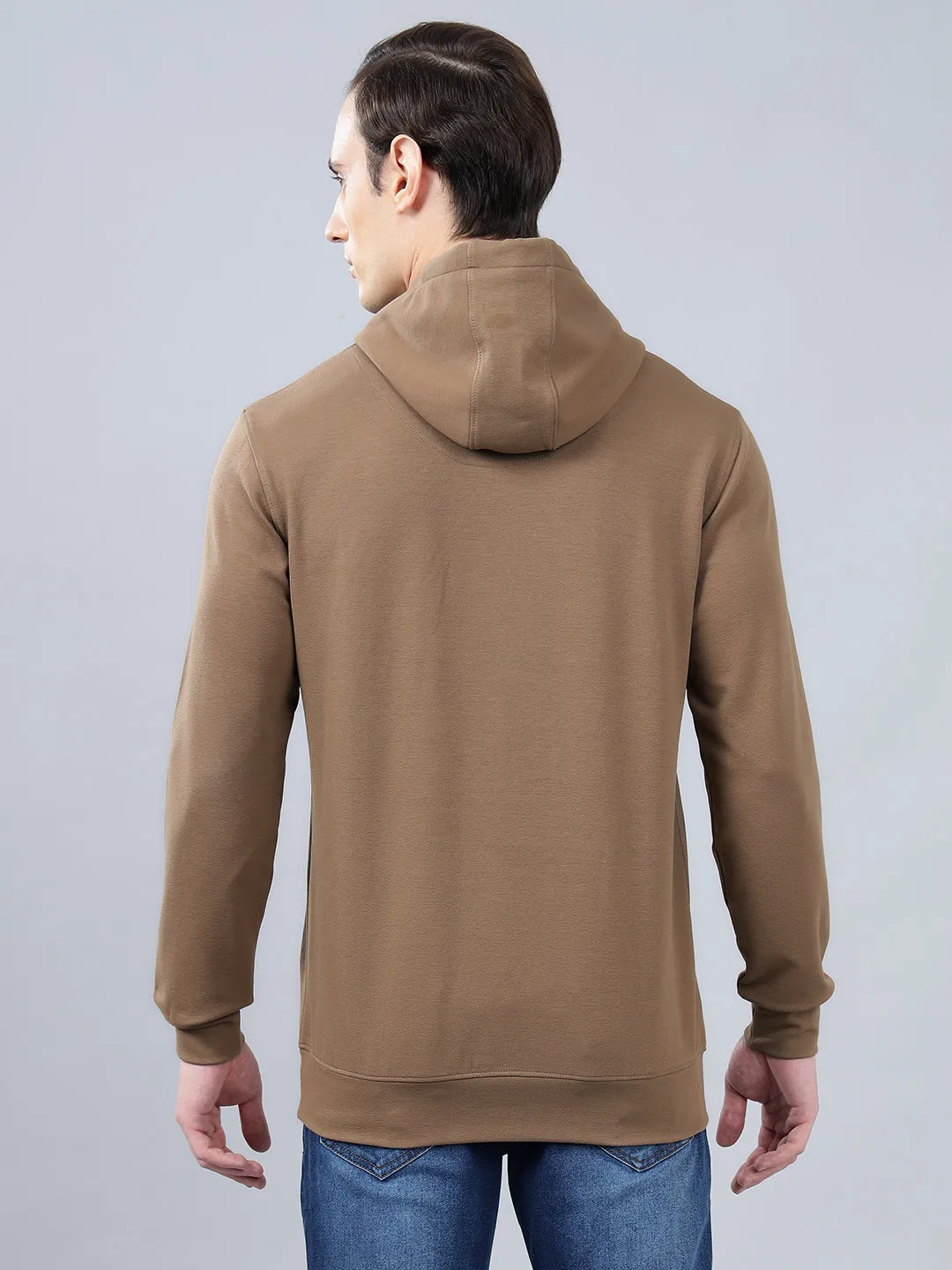 Men's Printed Brown Hoody Neck Sweatshirt