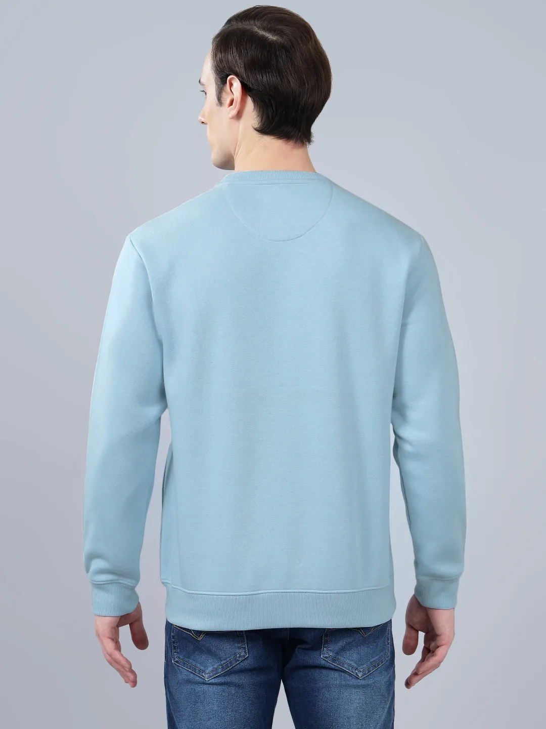 Men's Striped Blue Round Neck Sweatshirt