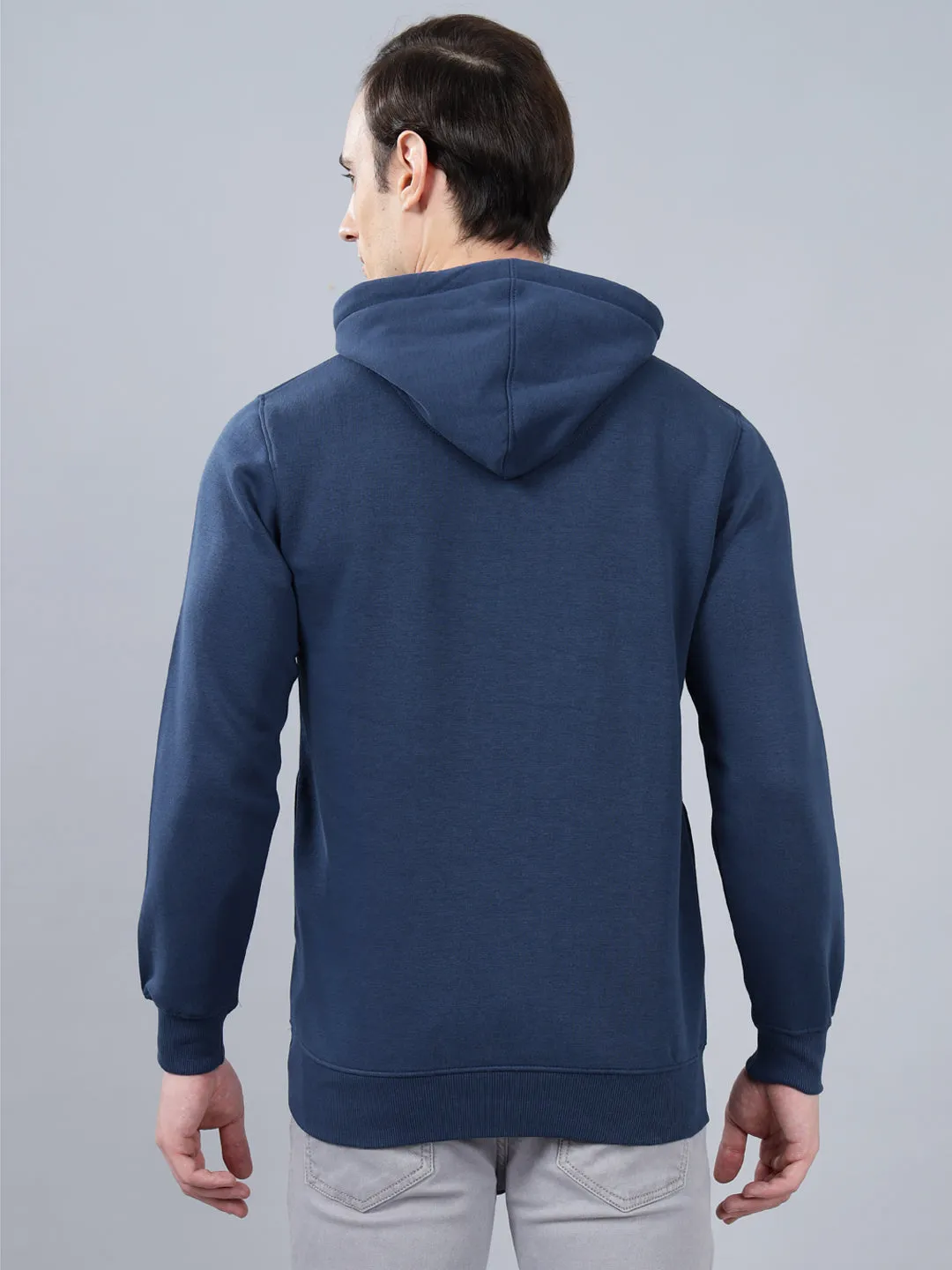 Men's Typography Printed Blue Hoody Neck Sweatshirt