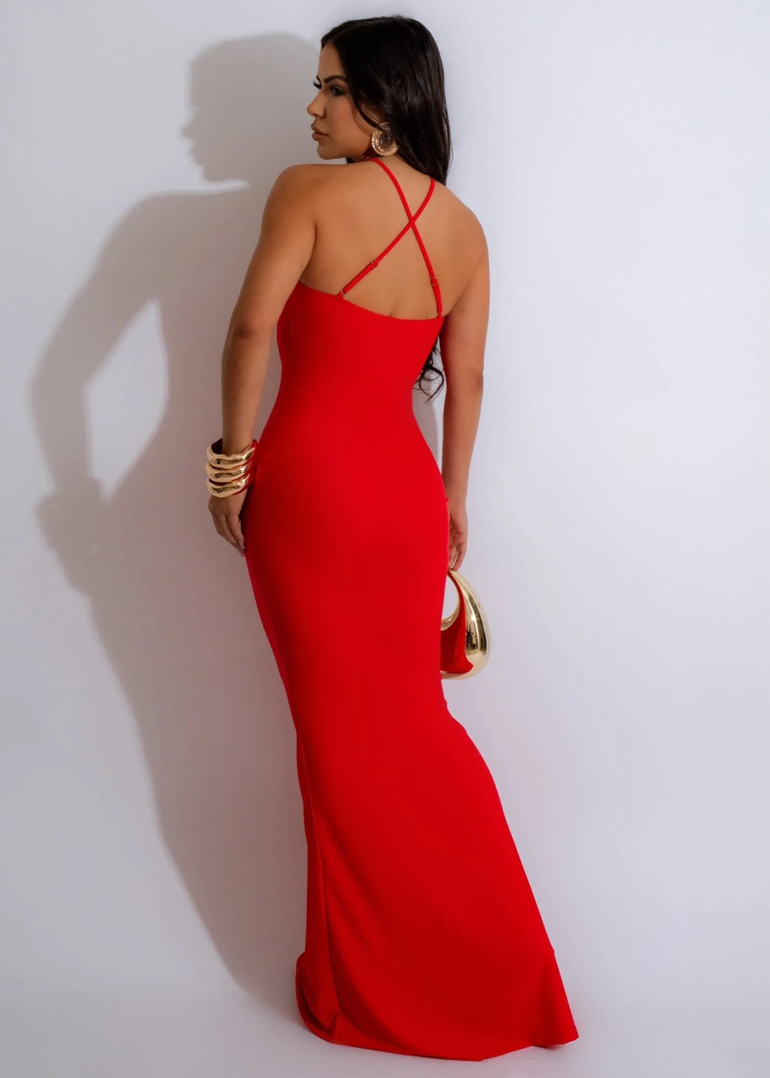 Minimalist Flow Maxi Dress Red