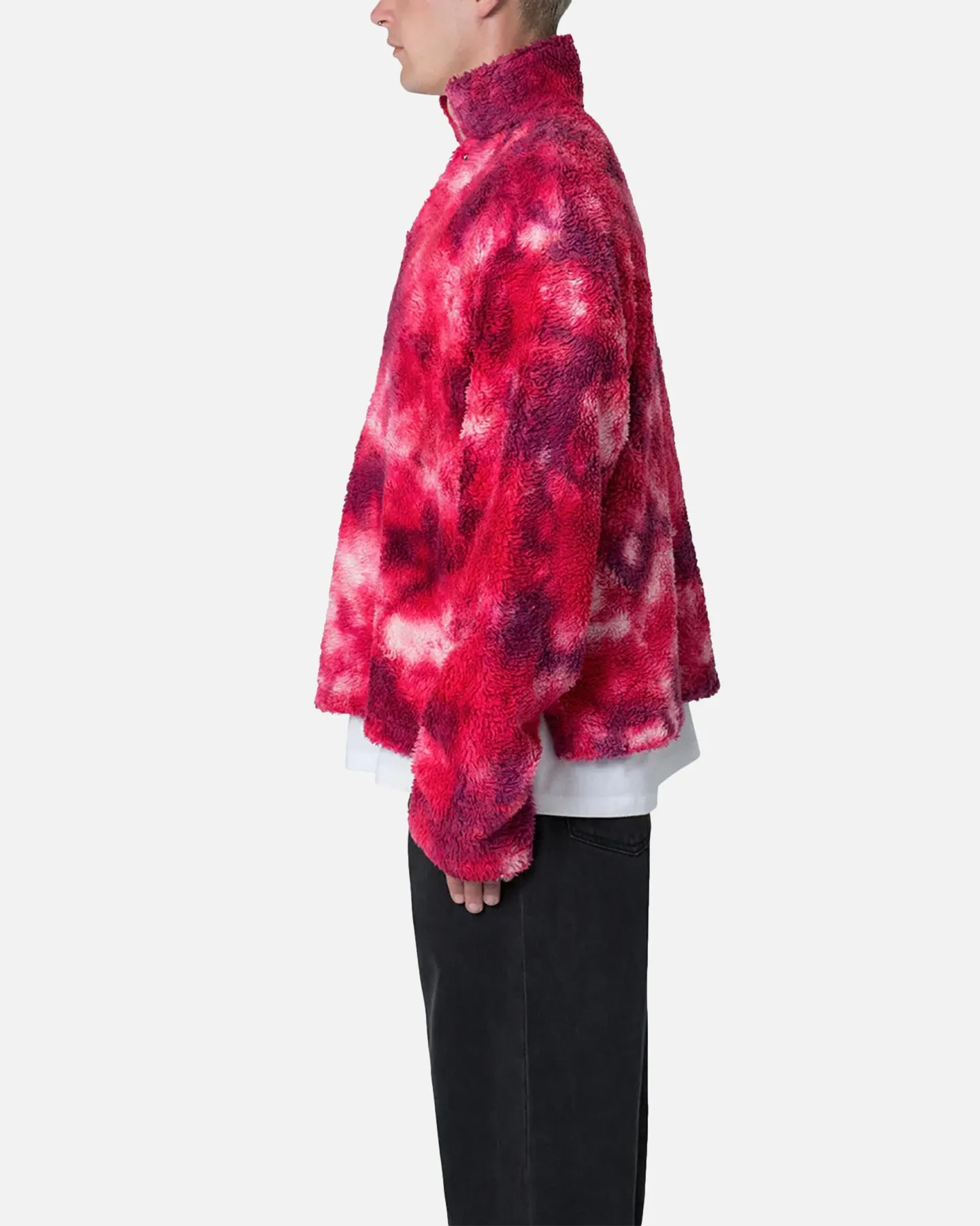 MNML Tie Dye Sherpa Pullover Sweater Magenta