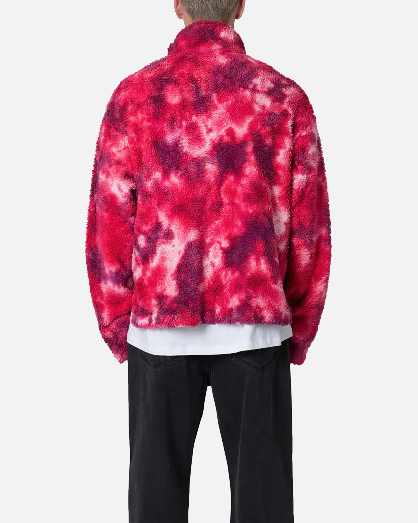 MNML Tie Dye Sherpa Pullover Sweater Magenta