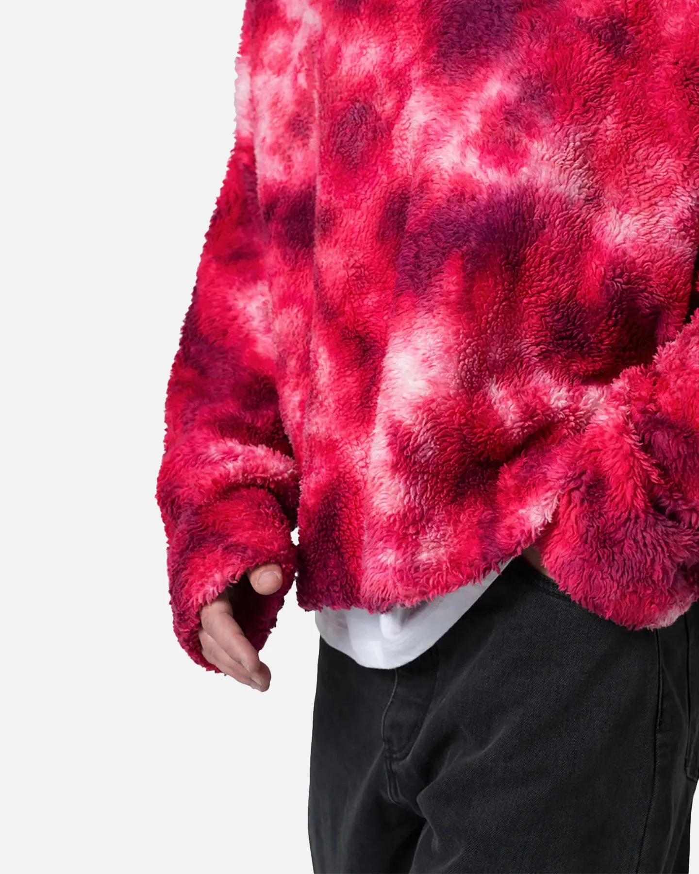 MNML Tie Dye Sherpa Pullover Sweater Magenta