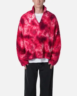 MNML Tie Dye Sherpa Pullover Sweater Magenta