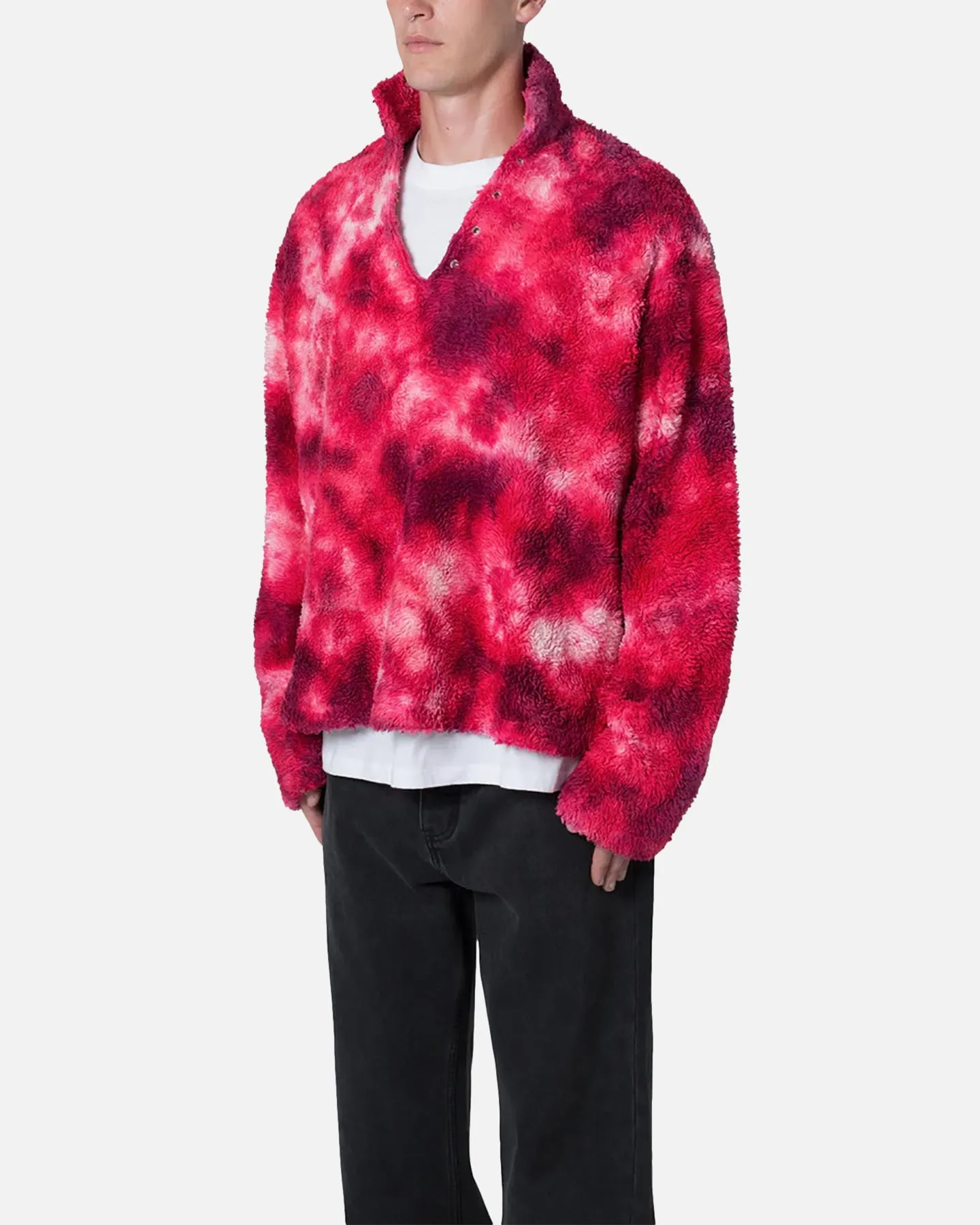 MNML Tie Dye Sherpa Pullover Sweater Magenta