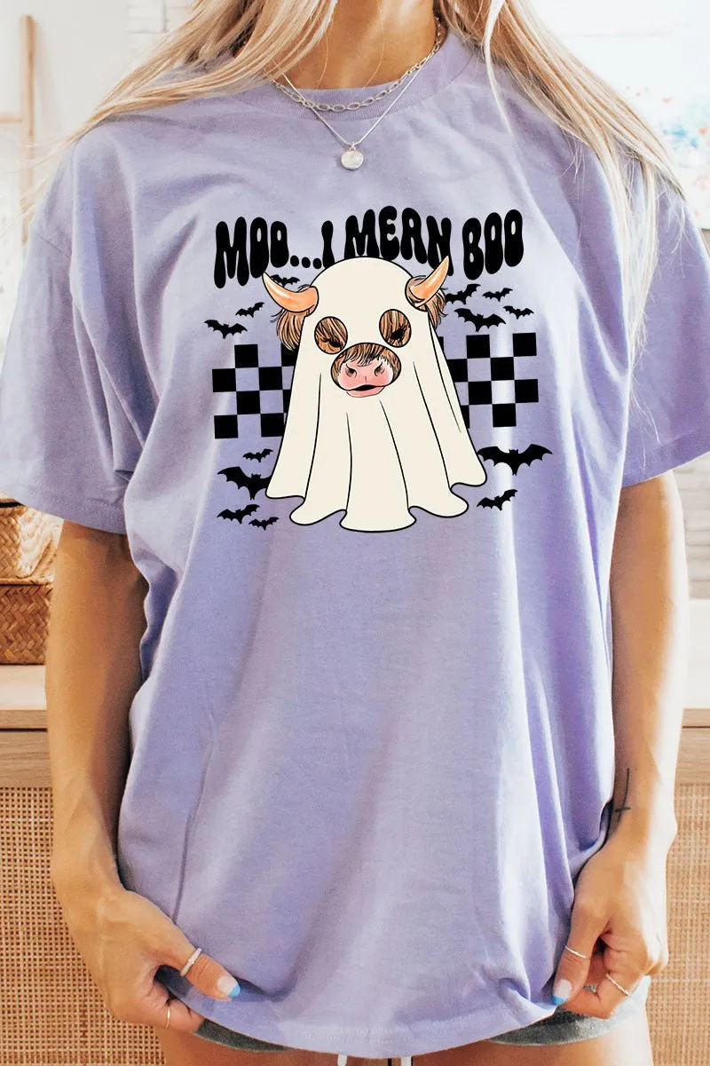 Moo I Mean Boo Short Sleeve Relaxed Fit T-Shirt