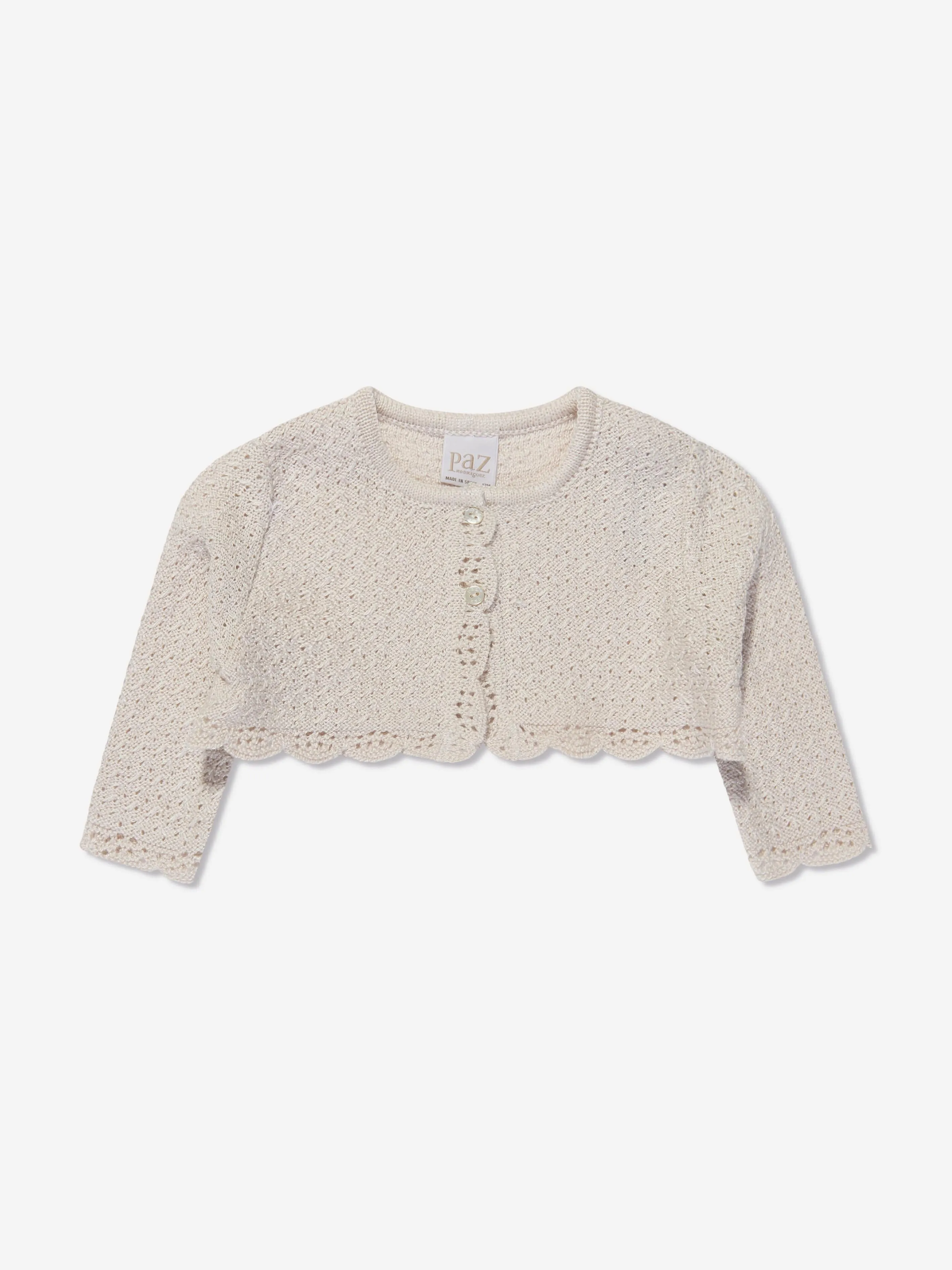 Paz Rodriguez Baby Girls Knitted Cardigan in Ivory