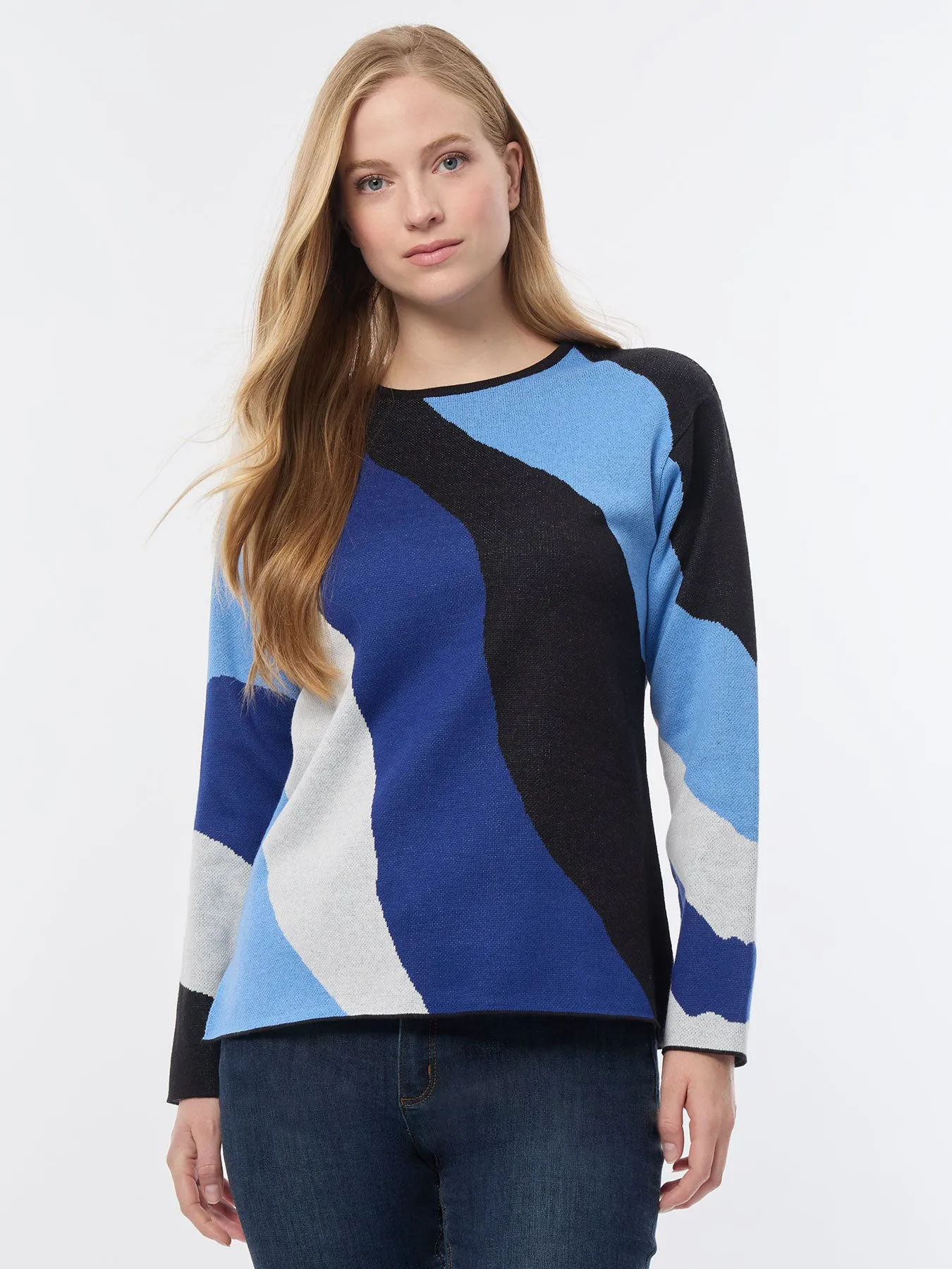 Petite Abstract Colorblock Sweater