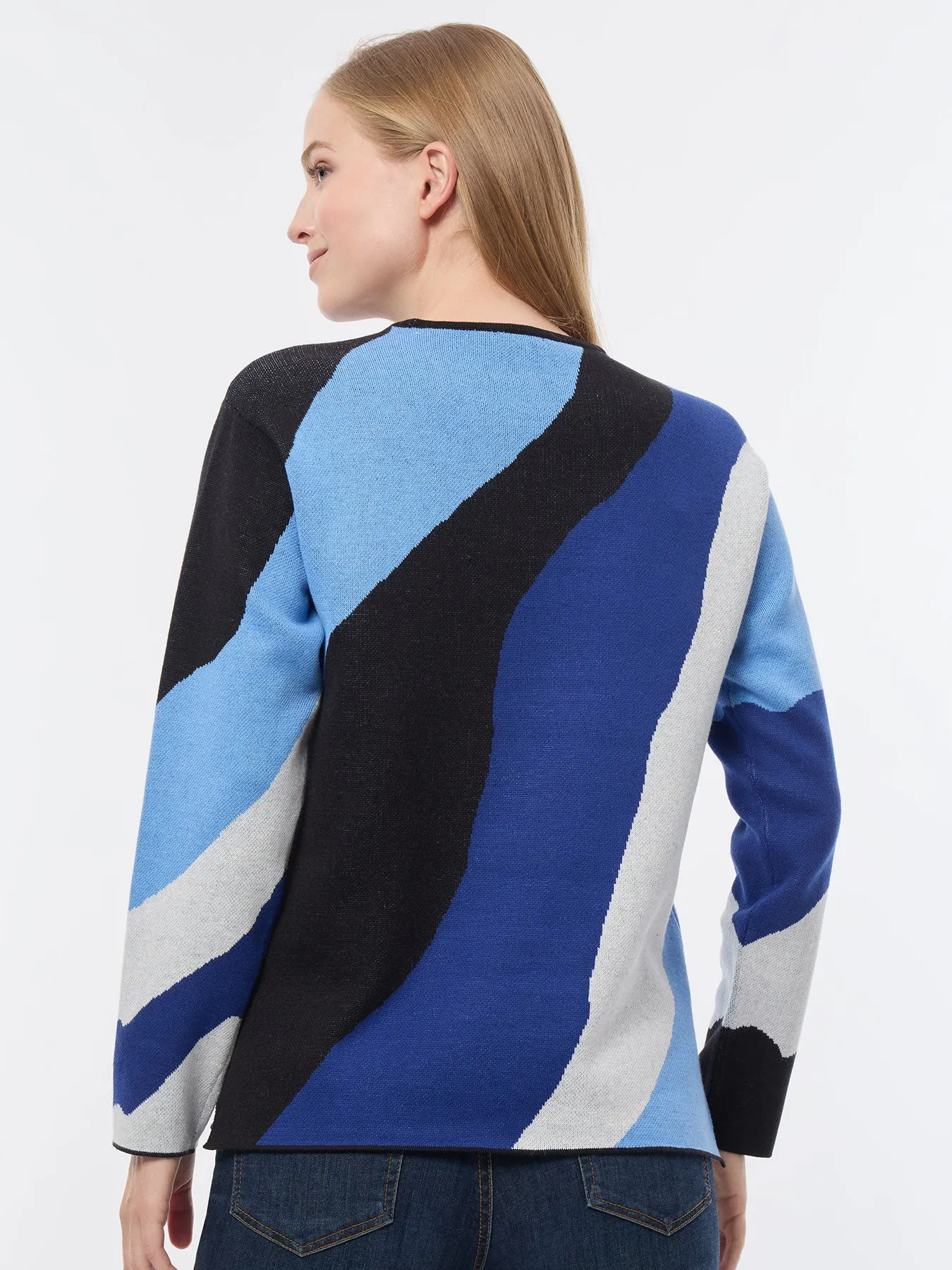 Petite Abstract Colorblock Sweater