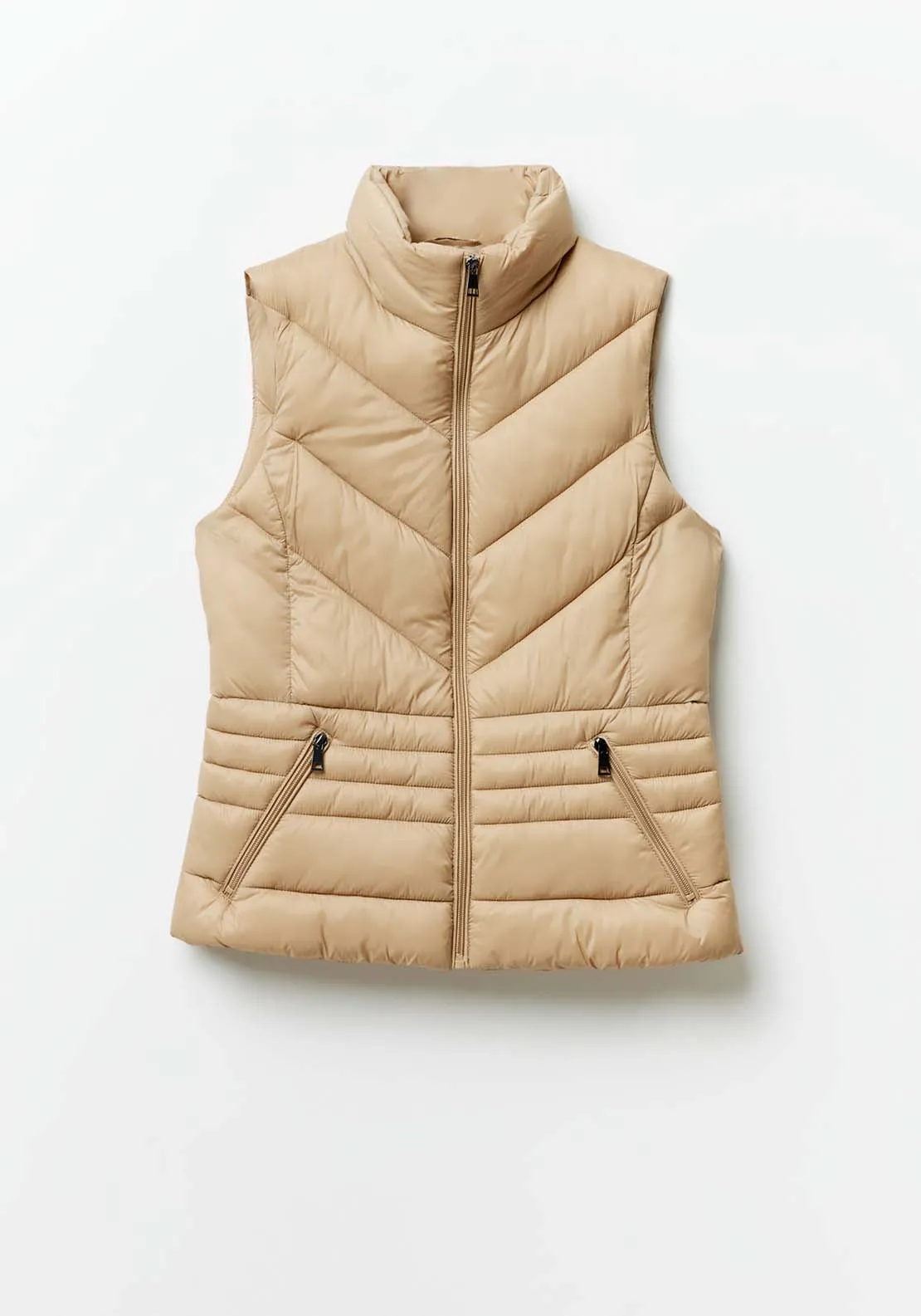 Plain Short Gilet - Camel