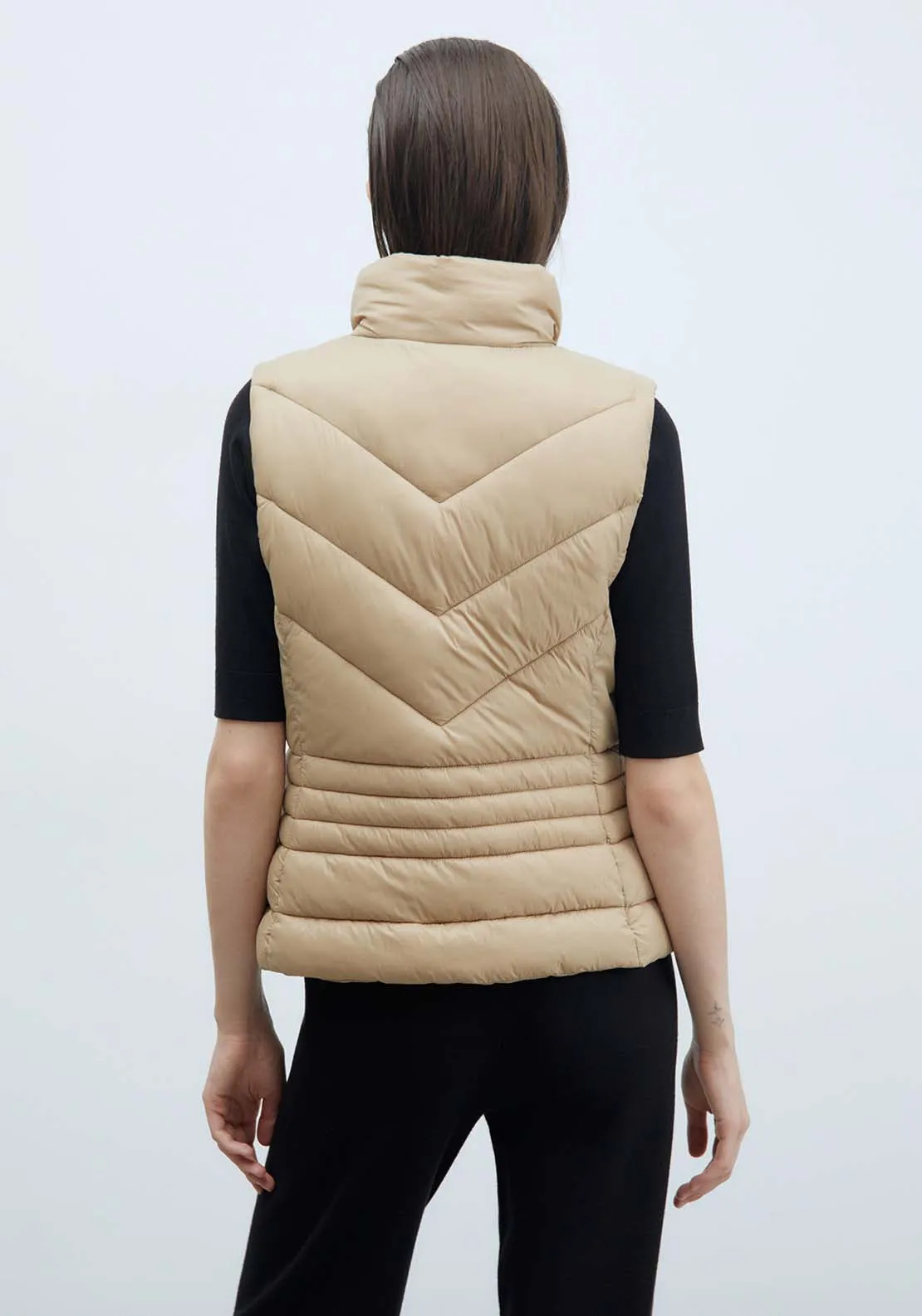 Plain Short Gilet - Camel