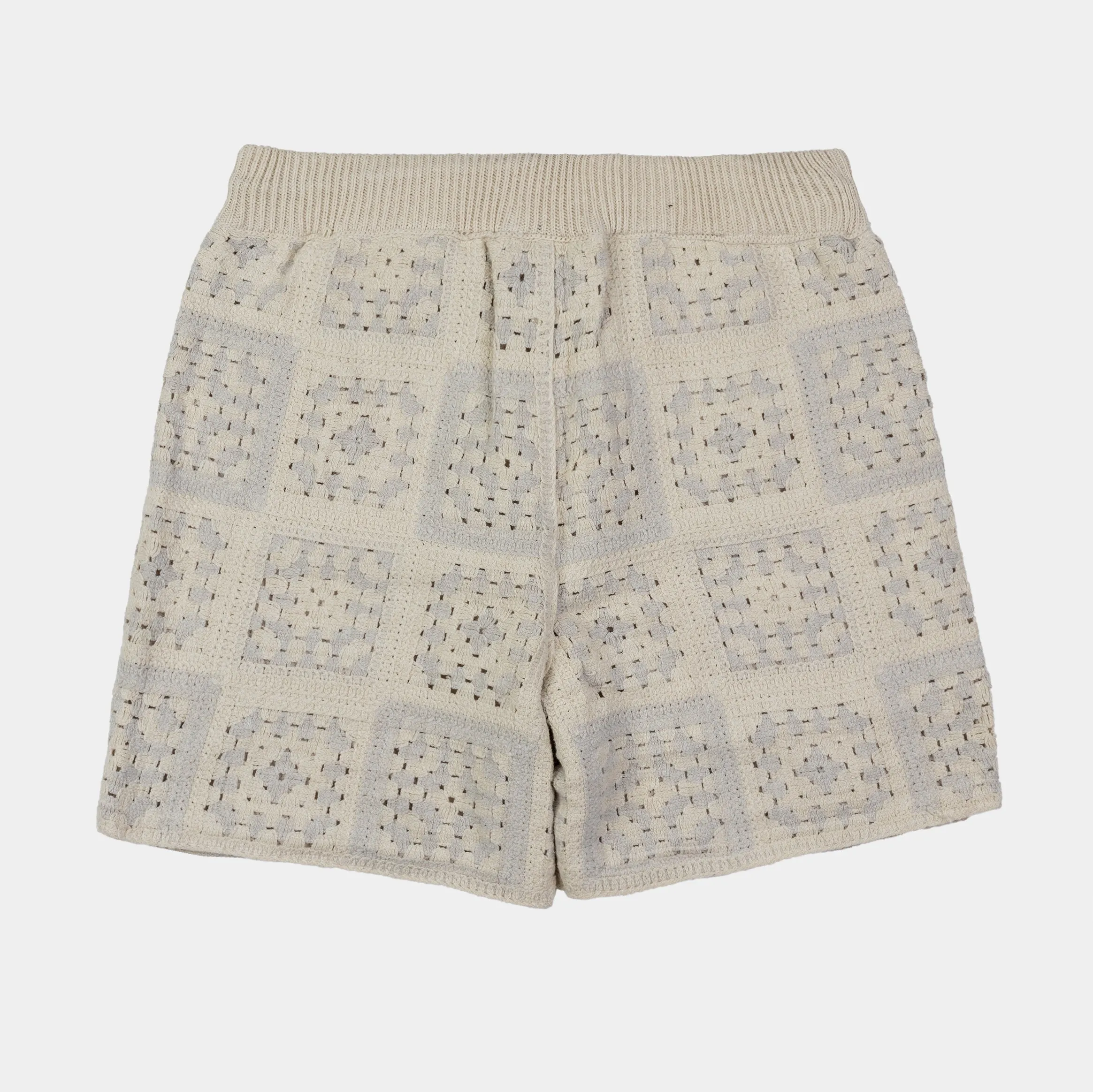 Quilt Crochet Mens Shorts (Tan/White)