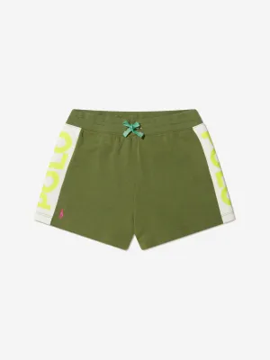 Ralph Lauren Girls Cotton Blend Logo Shorts in Green