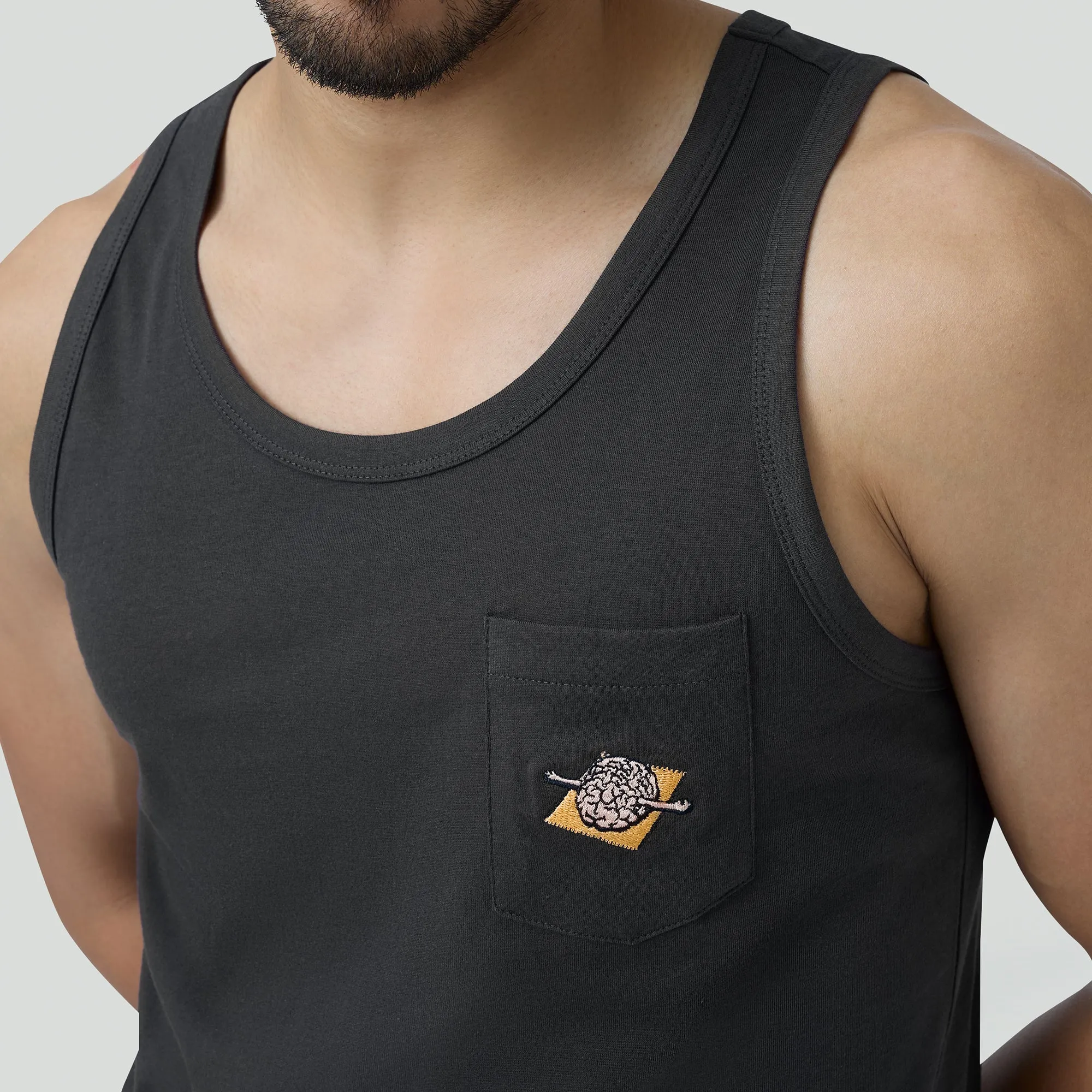 Renew Combed Cotton Tank Tops Charcoal Grey