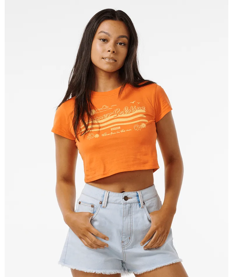 Rip Curl Summer Solstice Baby Tee-Bright Orange