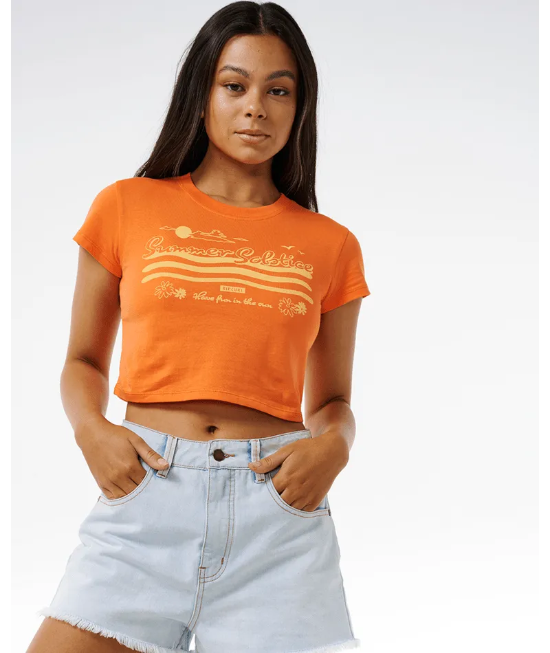 Rip Curl Summer Solstice Baby Tee-Bright Orange