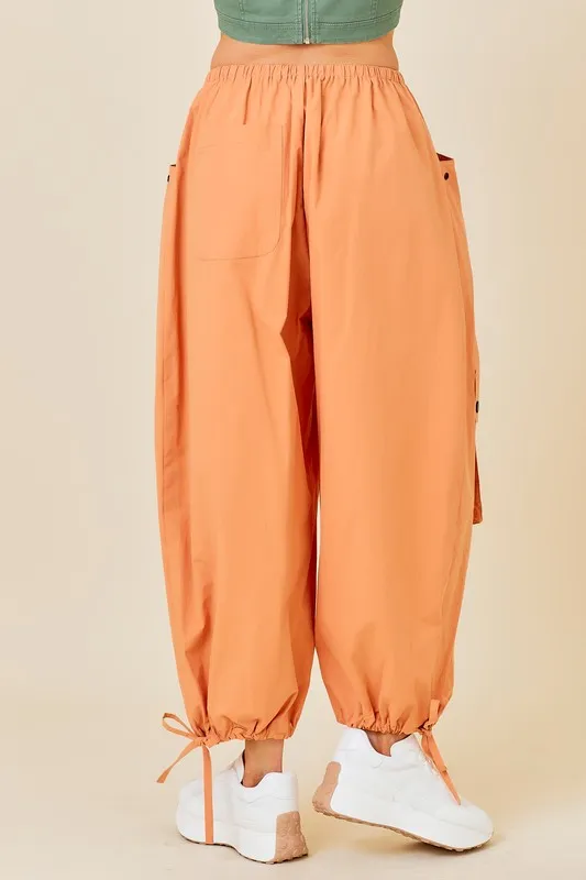 Salmon Elastic Waste Cargo Balloon Pants