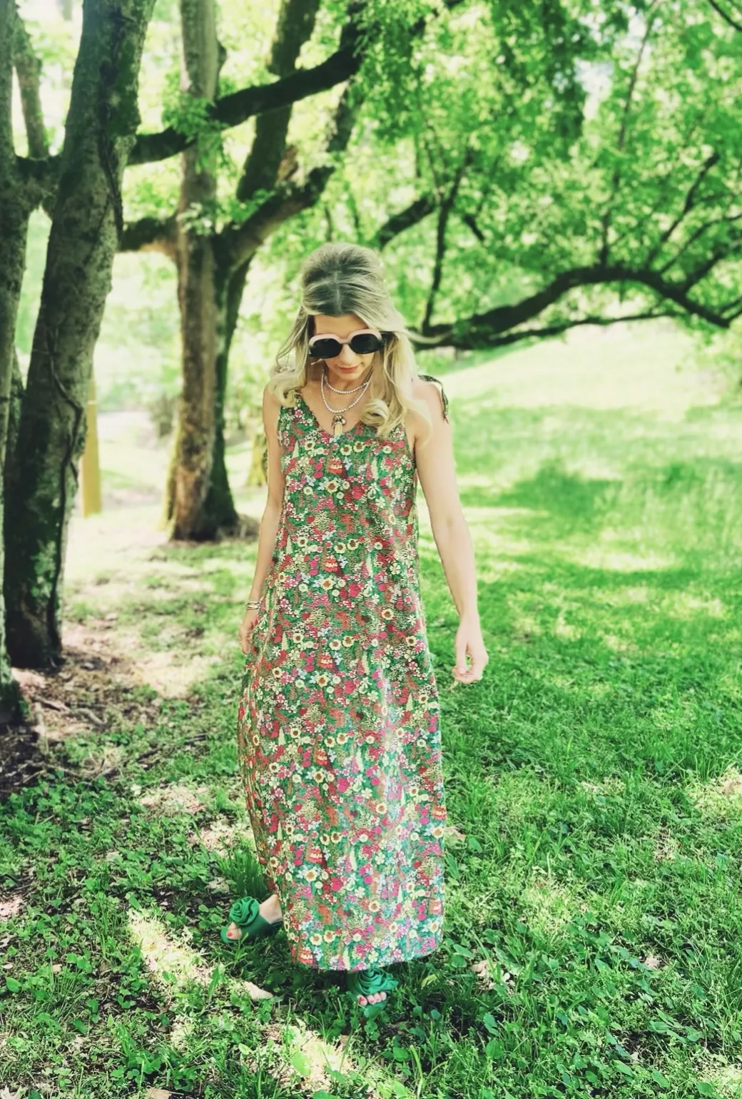 SAMPLE - Tie Tank Dress - MAXI - Green Floral