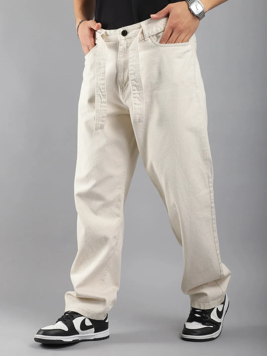 Savoy Sets Light Beige Belt Denim Cargo