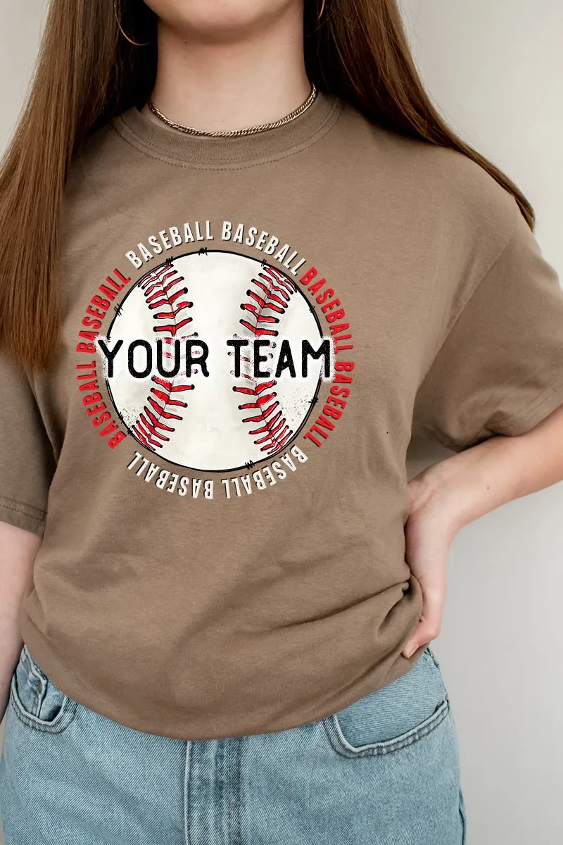 Stitches Doodle Baseball Your Team Short Sleeve Relaxed Fit T-Shirt