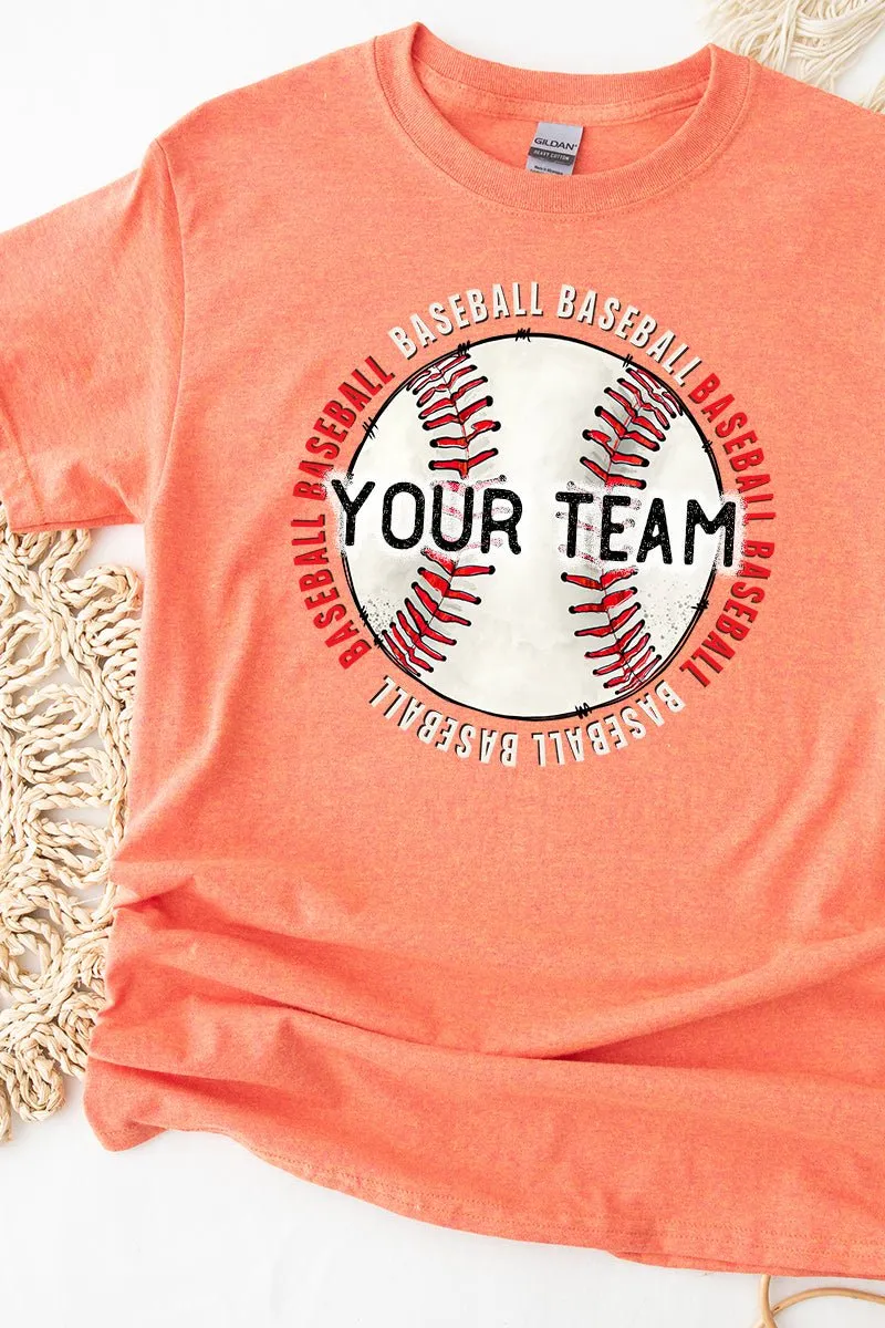 Stitches Doodle Baseball Your Team Short Sleeve Relaxed Fit T-Shirt