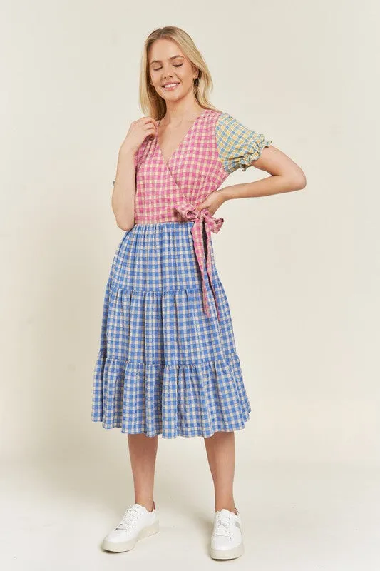 TEEK - MULTICOLOR BLOCK GINGHAM DRESS