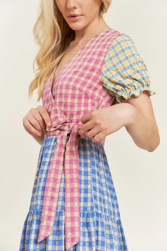 TEEK - MULTICOLOR BLOCK GINGHAM DRESS