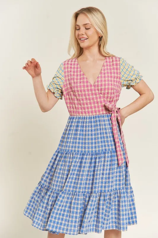 TEEK - MULTICOLOR BLOCK GINGHAM DRESS