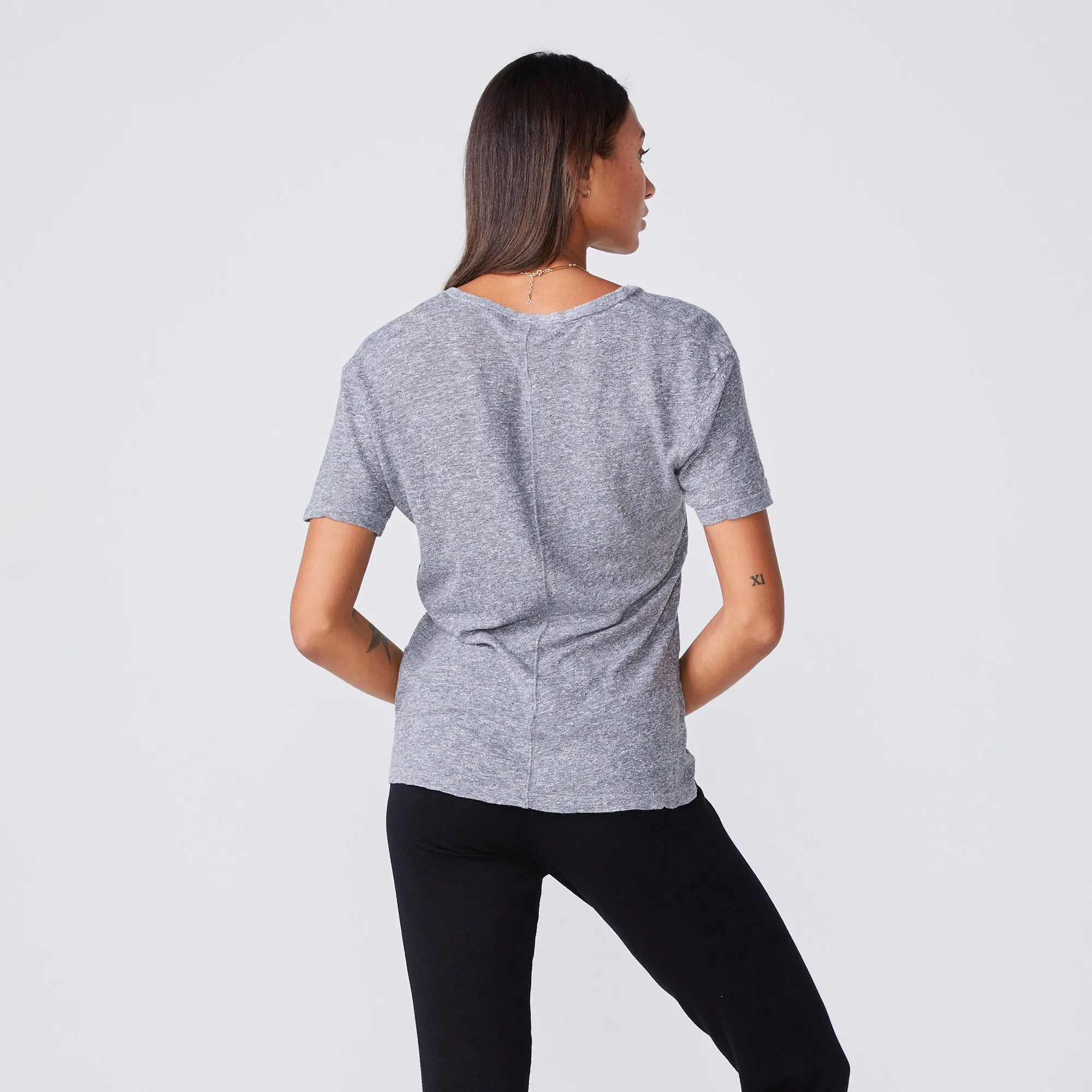 Textured Tri-Blend Relaxed V Neck Tee