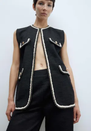 Textured Waistcoat - Black