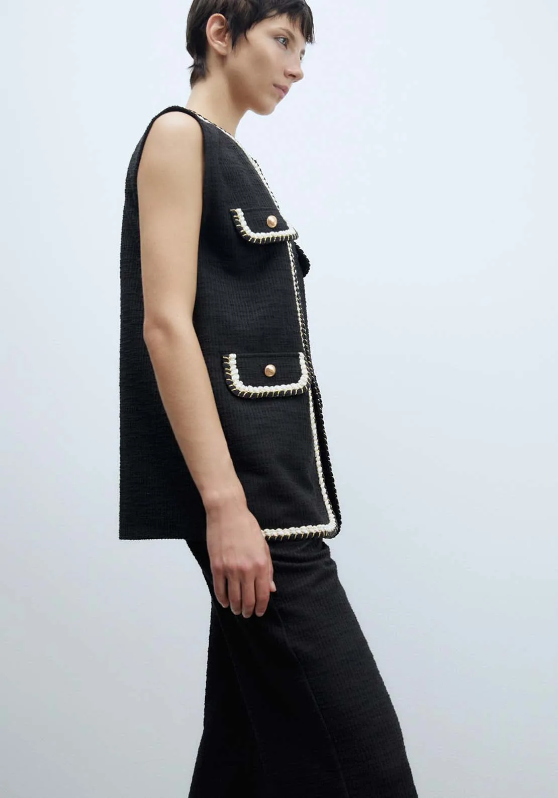 Textured Waistcoat - Black