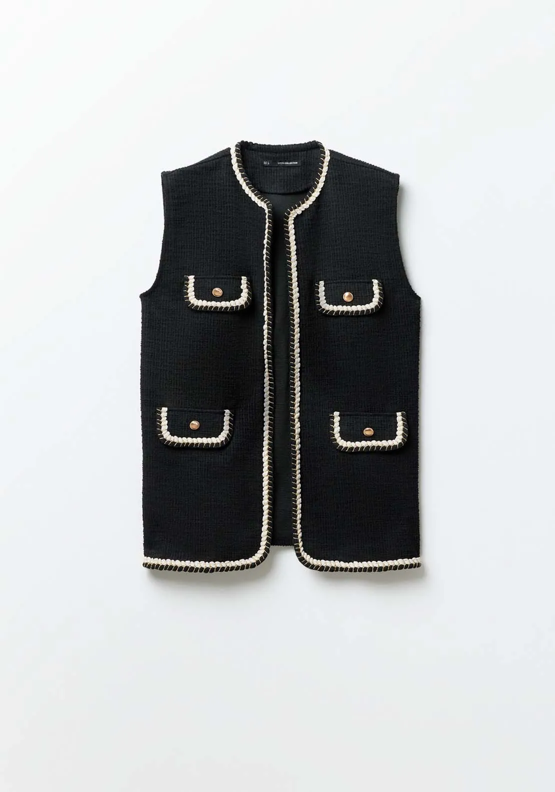 Textured Waistcoat - Black