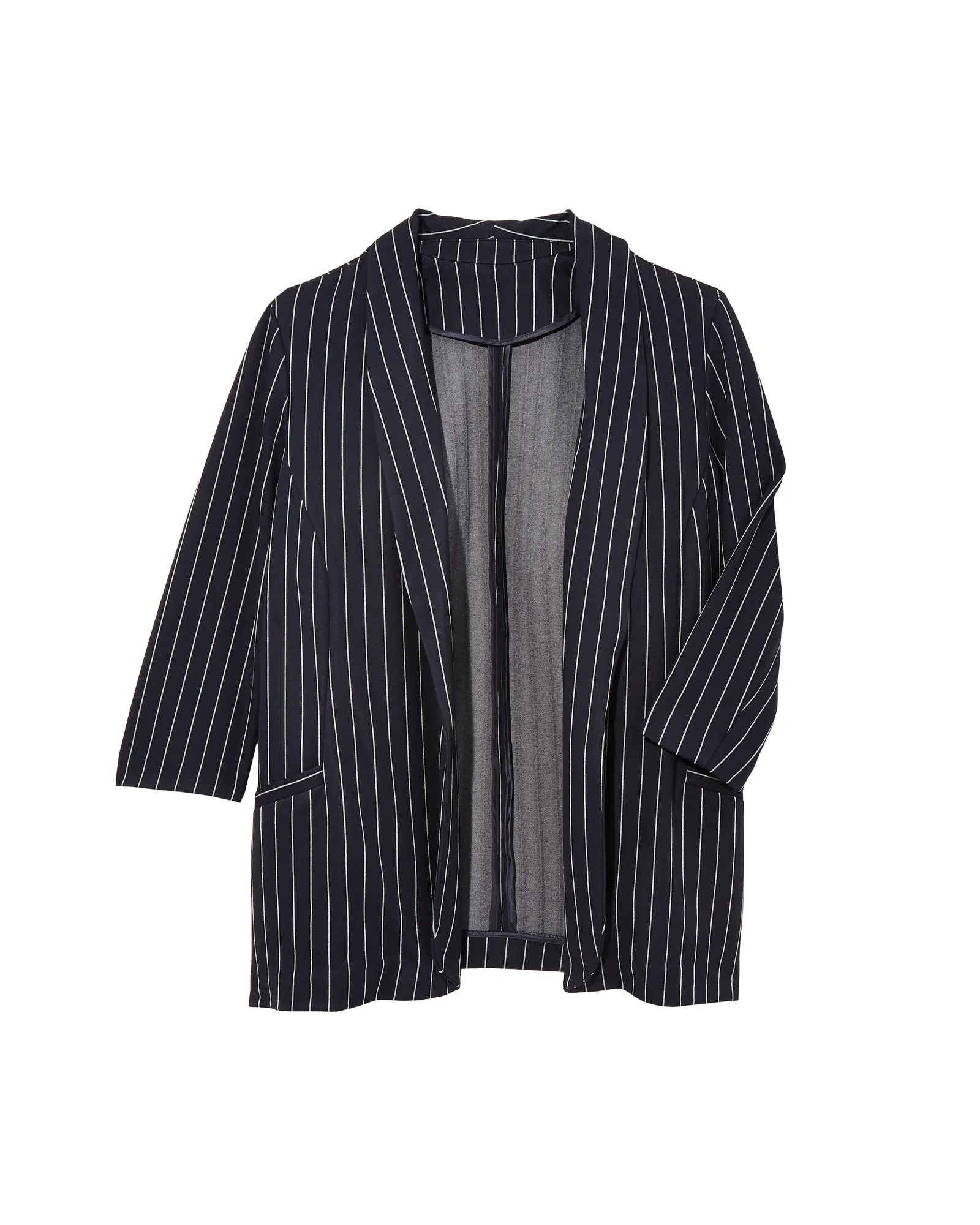 Tiffany 3/4 Sleeve Knit Blazer | Navy / White