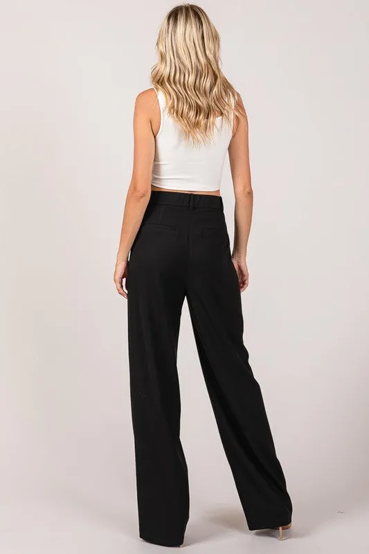 Tweed Wide Leg Trouser Pants